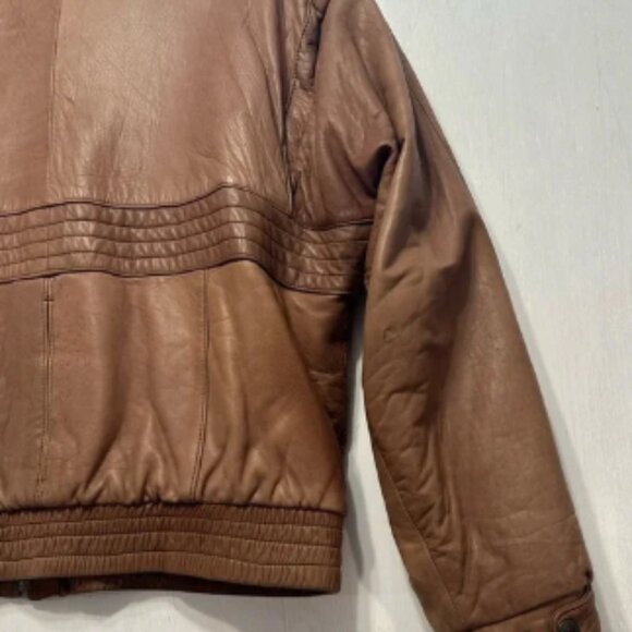 Vintage Pelle Moda Genuine Leather Bomber Jacket XL Distressed Brown Korea - Picture 7 of 12